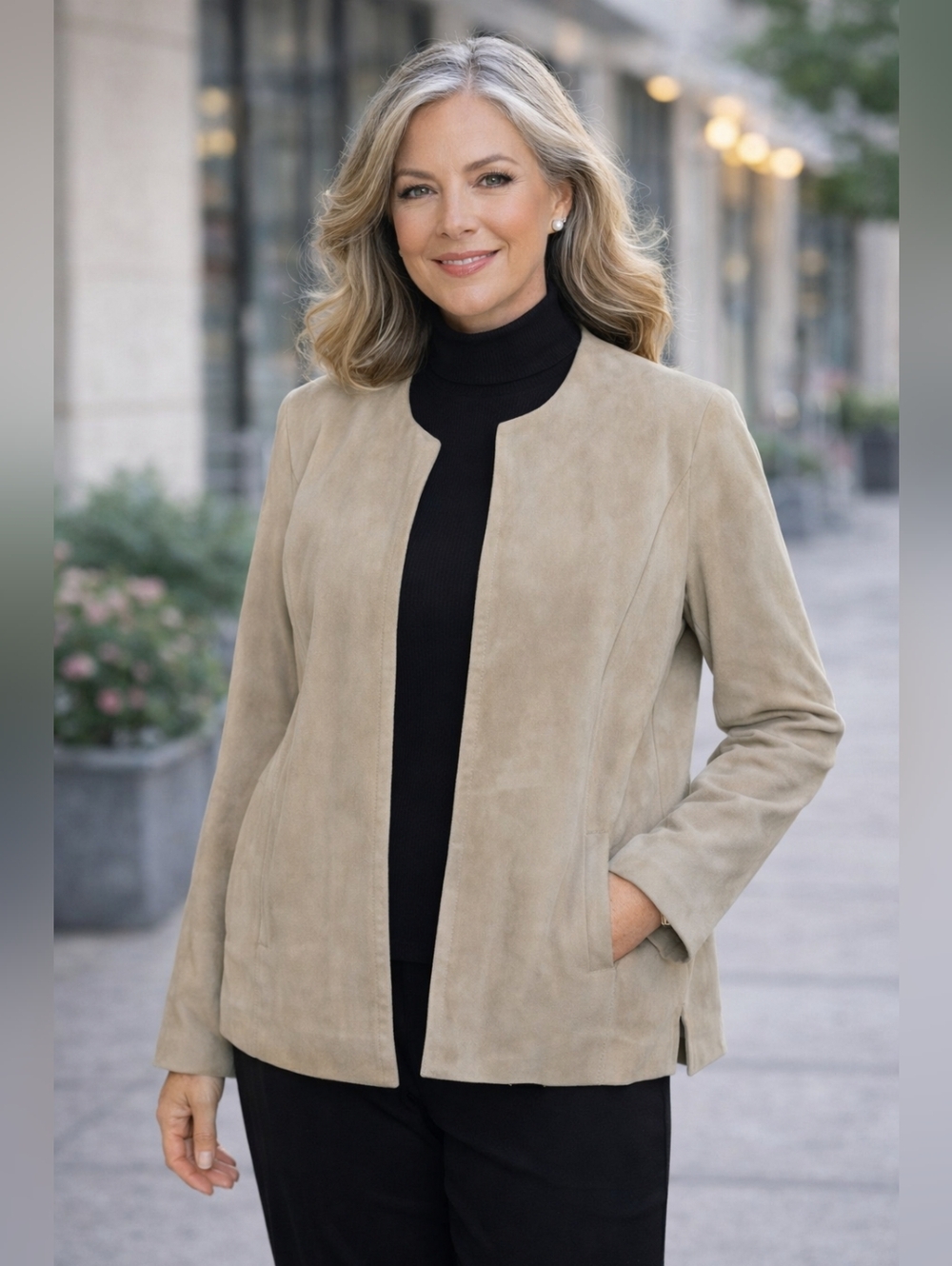 Merona Tan Suede Open Front Jacket - Women’s Size L